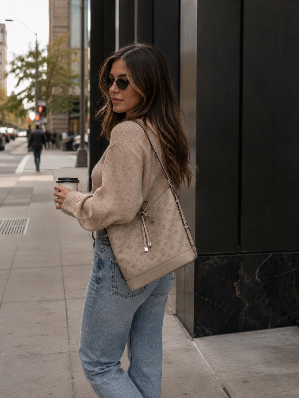 Louis Vuitton Mahina Leather Flore Bucket Shoulder Bag